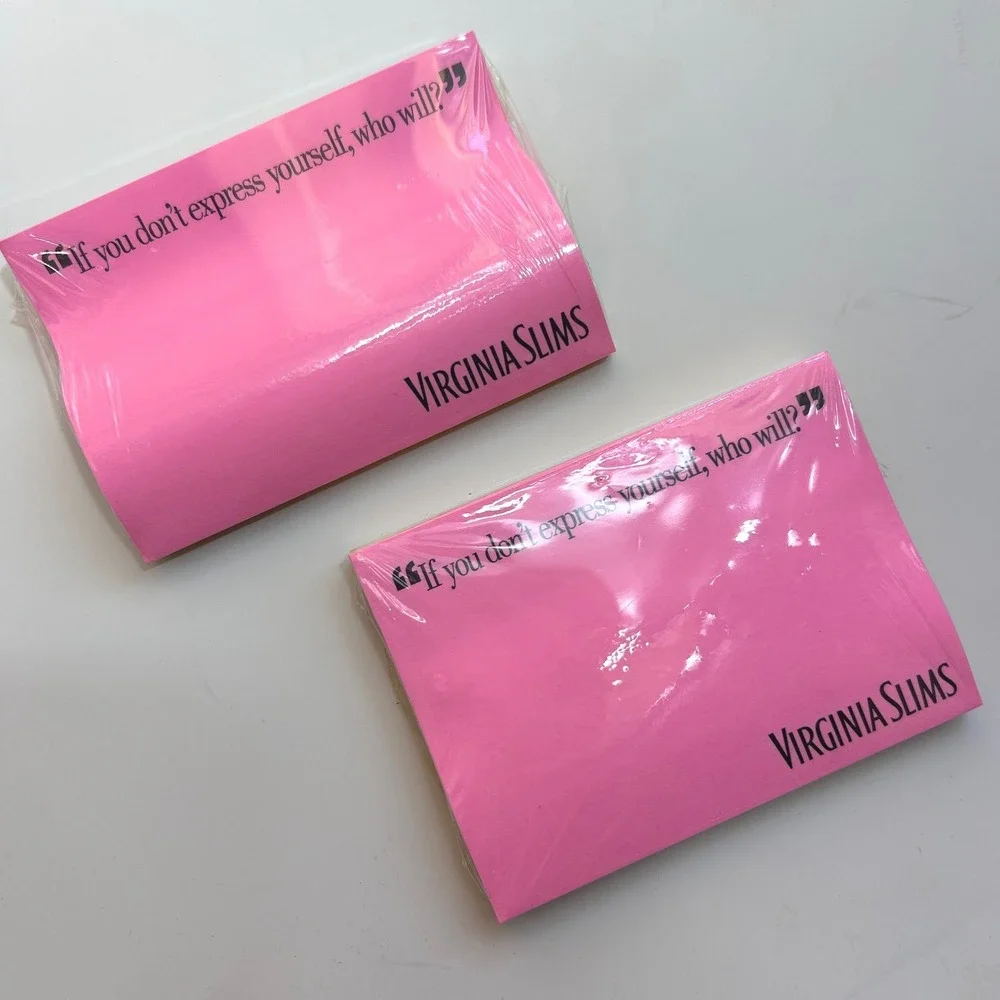 Vintage Virginia Slims Tobacco Promo Post-it Notes Set 2 Sealed Slogan Ephemera
